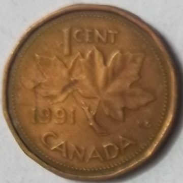 1 Cent Canada 1991 Elizabeth II D.G Regina (used)