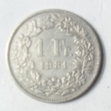 SWITZERLAND 1 Fr.  1981 Helvetia (used)