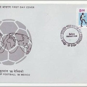 First Day Cover 31 May. '86 13th World Cup Football Championship, Mexico.(FDC-1986) (Spots/hinged/slightly damaged/Paper Stuck)