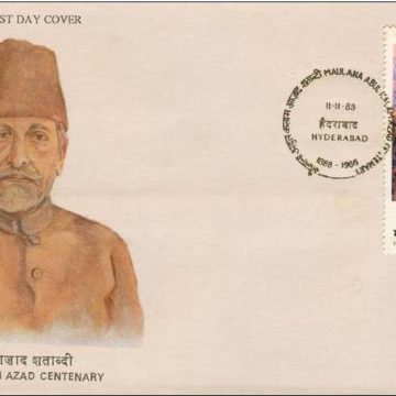First Day Cover - 11 Nov. '88 Maulana Abul Kalam Azad Birth centnary(Freedom Fighter & Statesman). (fdc-1988) (Spots/hinged/slightly damaged/Paper Stuck)