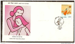 First Day Cover 05 Sep.'90 SAARC Year of The Girl Child. (FDC-1990) (Spots/hinged/slightly damaged/Paper Stuck)