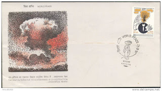 First Day Cover 07 Mar.'91 World Peace. (FDC-1991) (Spots/hinged/slightly damaged/Paper Stuck)
