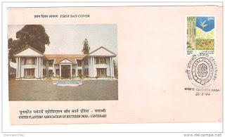 First Day Cover 26 Mar.'94 United Planters' Association of Southern India (UPASI) Centenary.(FDC-1994) (Spots/hinged/slightly damaged/Paper Stuck)