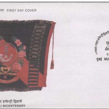 First Day Cover 06 Mar. '01 Bicentenary of 4th Maratha Light Infantry.(FDC-2001) (Spots/hinged/slightly damaged/Paper Stuck)