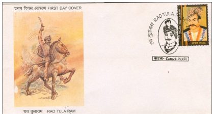 First Day Cover 23 Sep. '01 Rao Tula Ram of Rewari (Leader of 1st War of Independence).(FDC-2001) (Spots/hinged/slightly damaged/Paper Stuck)