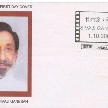 First Day Cover 01 Oct. '01 Sivaji Ganesan (Actor & Cultural Ambassador).(FDC-2001) (Spots/hinged/slightly damaged/Paper Stuck)