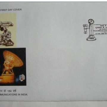 First Day Cover 01 Nov. '03 150 Years of Telecommunications in India.(FDC-2003) (Spots/hinged/slightly damaged/Paper Stuck)
