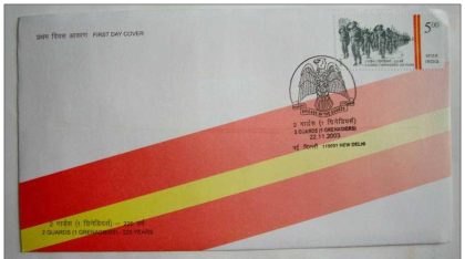 First Day Cover 22 Nov. '03 2nd Guard (1 Grenadiers) 225 Years.(FDC-2003) (Spots/hinged/slightly damaged/Paper Stuck)