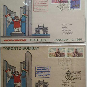Bombay-Toronto-Toronto -Bombay(Set of 2 Flight Covers)