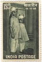 14 Nov. 59 Childrens Day. Childrens Day, Child, Cap, 15 nP.  (Hinged/Gum washed stamp)