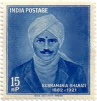 11 Sep. 60 Subramania Bharati. Personality, Writer, Poet, Journalist, Freedom Fighter, Social Reformer, 15 nP.  (Hinged/Gum washed stamp)