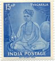 06 Jan. '61 Tyagaraja. Personality, Composer, Music, Musical Instrument, Headgear, 15 nP.  (Hinged/Gum washed stamp)