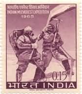 15 Aug. 65 Indian Mount Everest Expedition. Mount Everest, Expedition, Mountain, Flag, Climbers, 15 P.  (Hinged/Gum washed stamp)