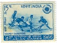 31 Dec. 66 5th Asian Games 1966 - Hockey Champions. Game, Sports, Hockey, Players, Emblem, Hockey Stick, Ball, Event, 15 P.  (Hinged/Gum washed stamp)