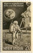 First Man on The Moon. Astronaut, Space Module, Moon, Space Shuttle, Costume, 20 P.  (Hinged/Gum washed stamp)