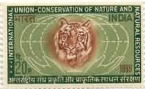 International Union for The Conservation of Nature & Natural Resources. Conference, Tiger Head, Globe, Hands, 20 P.  (Hinged/Gum washed stamp)
