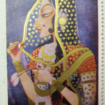 Indian Miniature Paintings - Radha. Painting, Radha, Kishangarh,  (Hinged/Gum washed stamp)