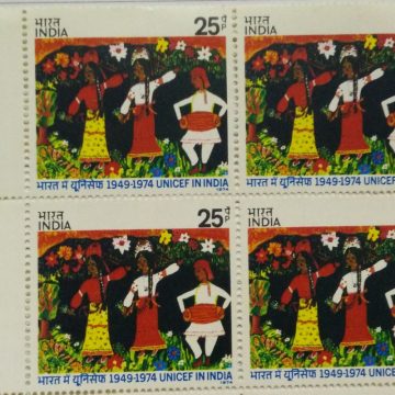 Anniv. of UNICEF in India(Block of 4 TL Stamp)