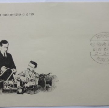 First Day Cover-12 Dec.'74 Birth Centenary of Guglielmo Marconi(Redio Oioneer) (FDC-1974) (Spots/hinged/slightly damaged/Paper Stuck)