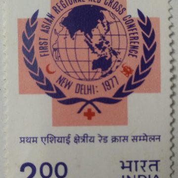 First Asian Regional Red Cross Conference. Red Cross, Conference, Globe, Emblem, Olive Wreath, Kotinos, Rs. 2- MNH Stamp