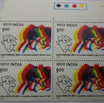 Stylised Hockey Player & Mascot Appu (Block of 4 TL Stamp)
