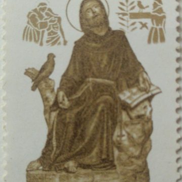 800th Birth Anniv.of St. Francis of Assisi  (Hinged/Gum washed stamp)