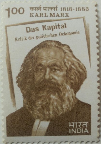 Karl Marx. Personality, Philosopher, Economist, Sociologist, Historian, Journalist, Socialist, Book, Literature, Das Kapital Rs. 1  (Hinged/Gum washed stamp)