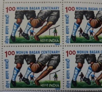 Bare-footed Footballer against British team (Block of 4 TL Stamp)