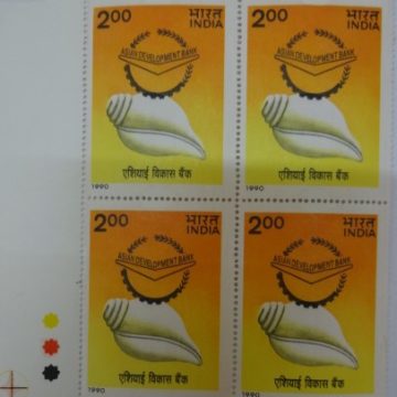 Indian Conch Shell & Logo (Block of 4 TL Stamp)
