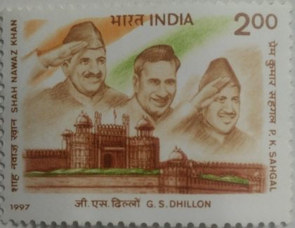 INA Stalwarts India's Struggle for Freedom Three stalwarts G S Dhillon , PK SAHGAL SHAH NAWAZ Khan Rs.2 - MNH Stamp