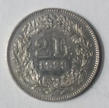 SWITZERLAND 2 Fr.  1999 Helvetia (used)