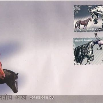 First Day Cover 09 Nov. '09 Horses of India.(FDC-2009) (Spots/hinged/slightly damaged/Paper Stuck)
