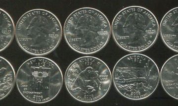 United States Quarter Dollars Set of  5 State Coins 2008 UNC