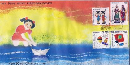 First Day Cover 14 Nov. '10 Children's Day.(FDC-2010) (Spots/hinged/slightly damaged/Paper Stuck)