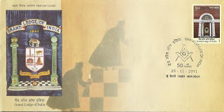 First Day Cover 25 Nov.'11 Grand Lodge of India. (FDC-2011)