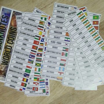 276 Different Country Names with Flag 2x1 Stickers -Fine Quality-Fresh Stock