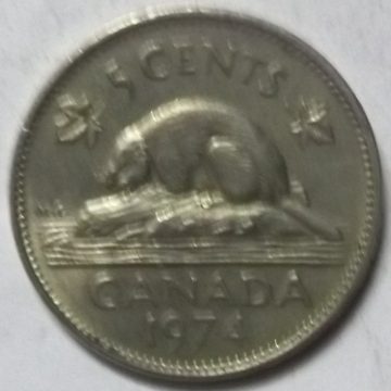 5 Cents Canada 1974 Elizabeth II D.G Regina (used)