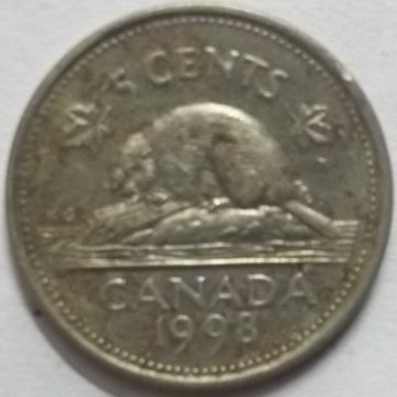 5 Cents Canada 1998 Elizabeth II D.G Regina  (used)