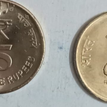5 RUPEES-2019 RAINDROPS_Used_1 N0