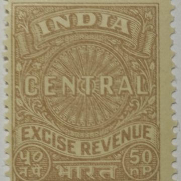 India Fiscal 50np Excise stamp