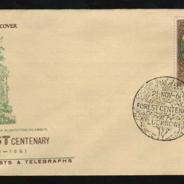 First Day Cover 21 Nov.'61 Centenary of Scientific Forestry (fdc-1961) (Spots/hinged/slightly damaged/Paper Stuck)