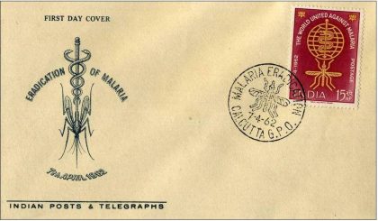 First Day Cover 07 Apr.'62 Malaria Eradication (fdc-1962) (Spots/hinged/slightly damaged/Paper Stuck)