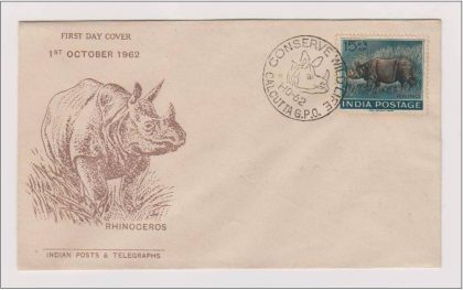 First Day Cover 01 Oct.'62 Wlidlife Week. (fdc-1962) (Spots/hinged/slightly damaged/Paper Stuck)
