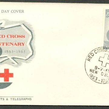 First Day Cover? 06 May.'63 Red Cross Contenary (fdc-1963) (Spots/hinged/slightly damaged/Paper Stuck)