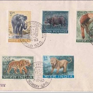 First Day Cover? 07 Oct.'63 Wild Life Preservation. (fdc-1963)  (Spots/hinged/slightly damaged/Paper Stuck)