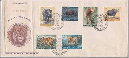 First Day Cover? 07 Oct.'63 Wild Life Preservation. (fdc-1963)  (Spots/hinged/slightly damaged/Paper Stuck)
