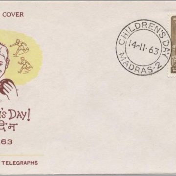 First Day Cover? 14 Nov.'63 National Children's Day. (fdc-1963) (Spots/hinged/slightly damaged/Paper Stuck)