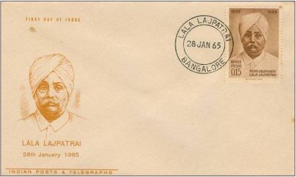 First Day Cover?28 jan.'65 Birth Centenary of Lala Lajpat Rai (Social Reformer and Freedom Fighter) (fdc-1965) (Spots/hinged/slightly damaged/Paper Stuck)