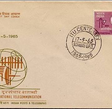 First Day Cover?17 May.'65 Centenary of International Telecommunication Union. (fdc-1965) (Spots/hinged/slightly damaged/Paper Stuck)