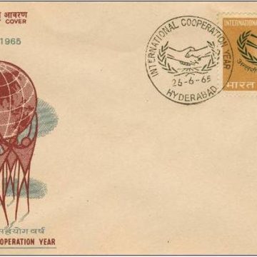 First Day Cover?26 Jun.'65 International Co-Operation Year (fdc-1965) (Spots/hinged/slightly damaged/Paper Stuck)